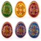 Set of 6 Folk Art Patterns Wooden Ukrainian Easter Eggs 2.5 Inches